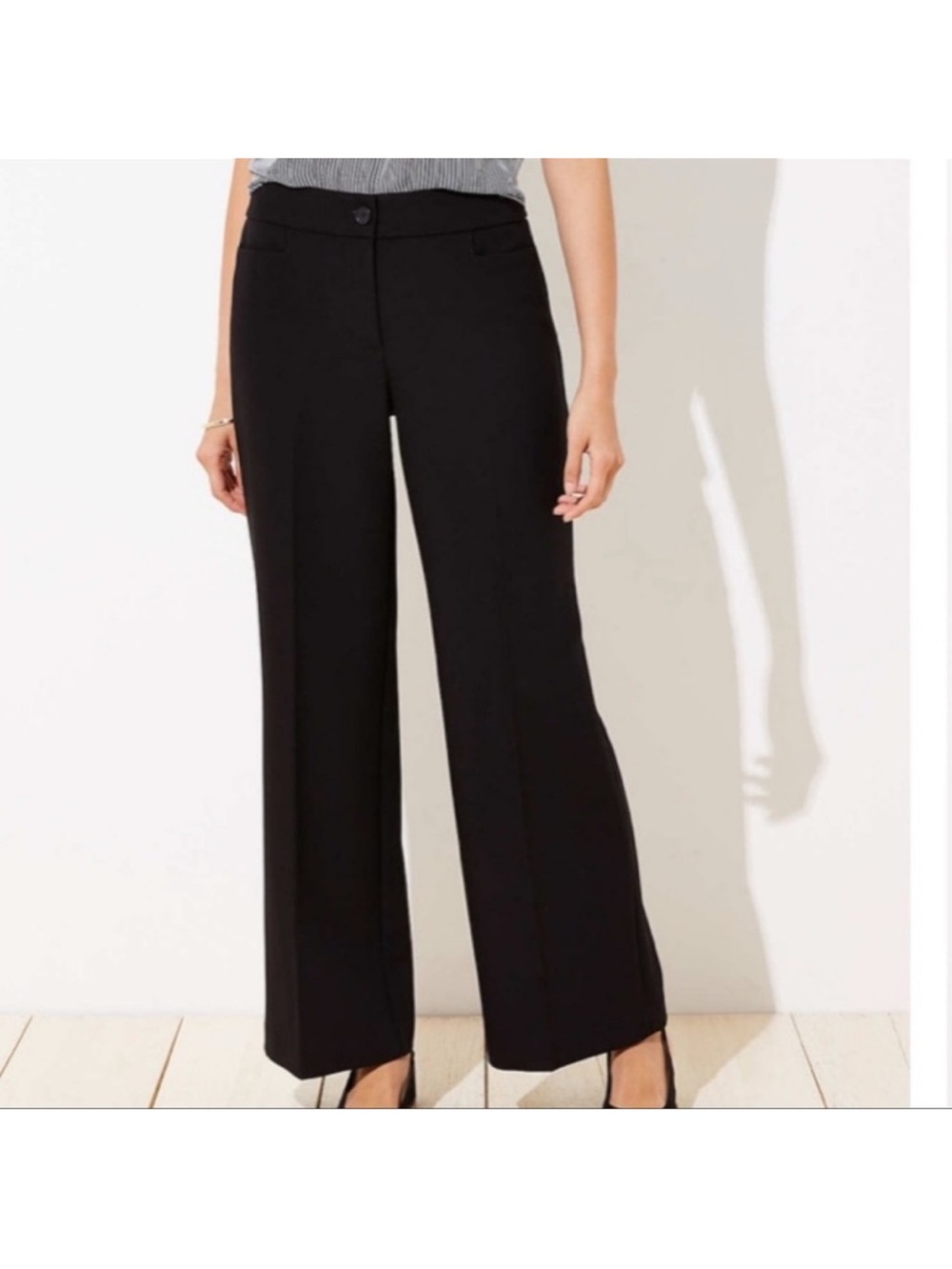 Loft Wide Leg Black Trouser Size 10 Tall